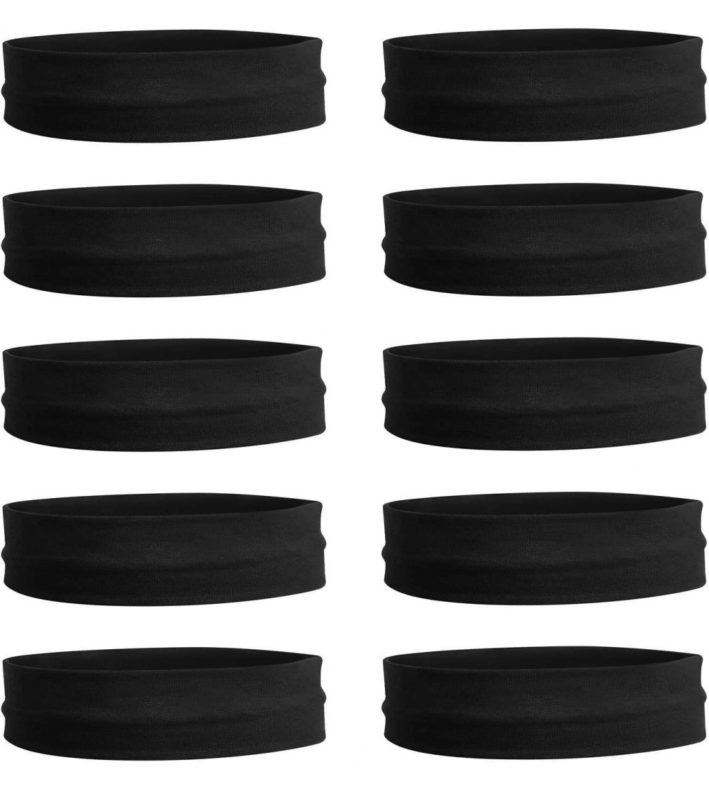 Headbands 12PCS Stretch Elastic Yoga Cotton Headbands Wide Headband Sweatband for Running Yoga Fitness Fashion (Black) - C418...