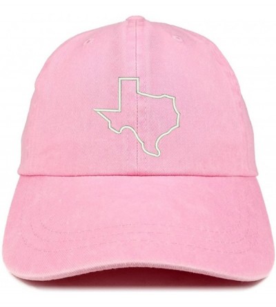Baseball Caps Texas State Outline Embroidered Washed Cotton Adjustable Cap - Pink - CS185LU2IL0 $34.08