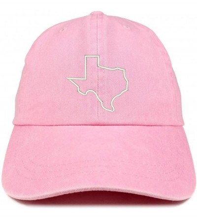 Baseball Caps Texas State Outline Embroidered Washed Cotton Adjustable Cap - Pink - CS185LU2IL0 $15.93