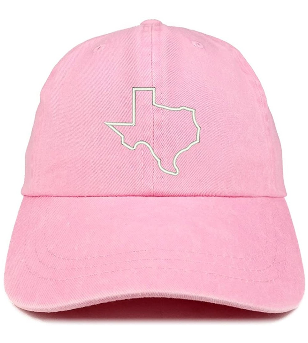 Baseball Caps Texas State Outline Embroidered Washed Cotton Adjustable Cap - Pink - CS185LU2IL0 $15.93