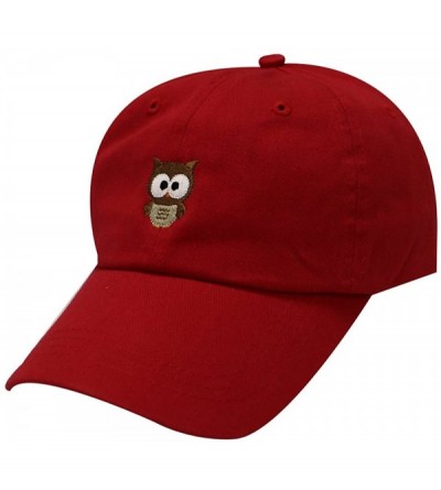 Baseball Caps Cute Owl Cotton Baseball Cap - Red - CT12JGTOQDJ $22.59