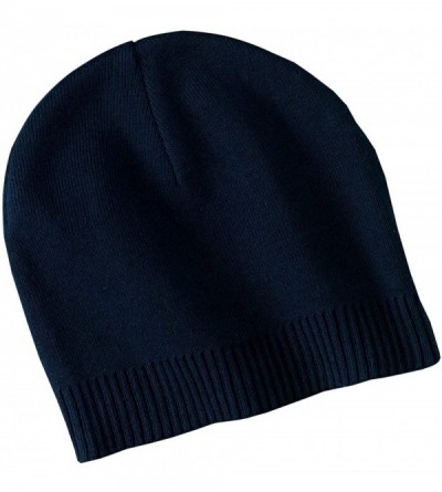 Skullies & Beanies Men's 100% Cotton Beanie - Navy - CP11NGRQYLF $7.16