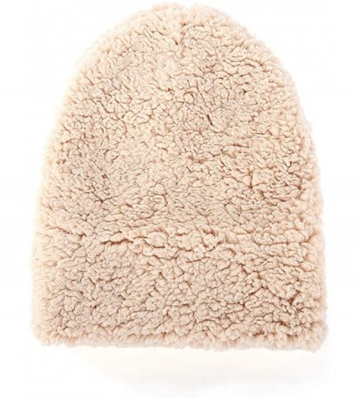 Skullies & Beanies Women Hat and Scarf Set Solid Faux Lamb Velvet Infinity Scarves Beanies Hats Winter Warm Set - Khaki - CR1...