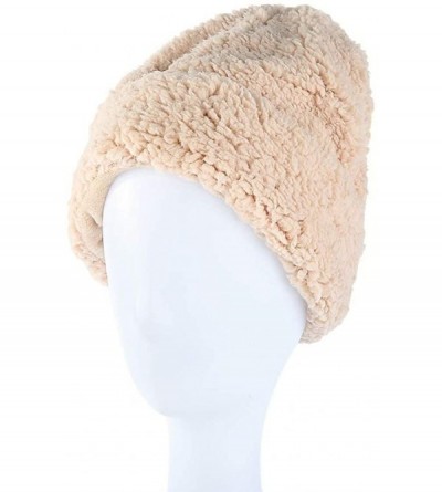 Skullies & Beanies Women Hat and Scarf Set Solid Faux Lamb Velvet Infinity Scarves Beanies Hats Winter Warm Set - Khaki - CR1...