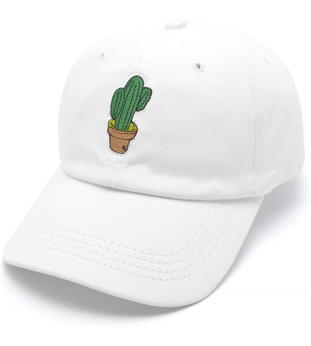 Baseball Caps Unisex Men Women Adjustable Cotton Baseball Cap Cactus Embroidered Plain Hat - White - CA18QLMW0ZL $7.84