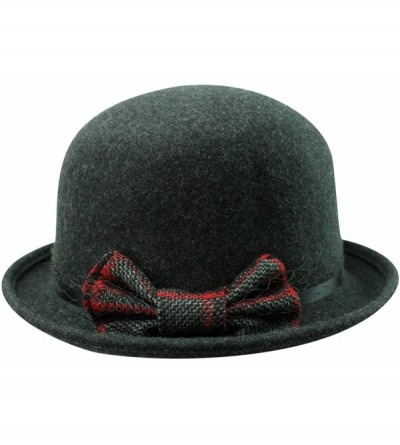 Fedoras Gray Wool Derby Hat with Contrasting Bow - C91103TKM9T $61.85