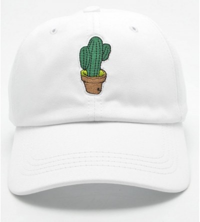 Baseball Caps Unisex Men Women Adjustable Cotton Baseball Cap Cactus Embroidered Plain Hat - White - CA18QLMW0ZL $7.84