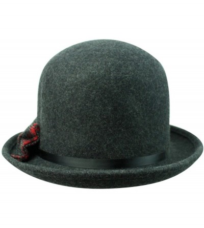 Fedoras Gray Wool Derby Hat with Contrasting Bow - C91103TKM9T $22.56