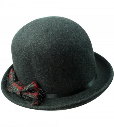 Fedoras Gray Wool Derby Hat with Contrasting Bow - C91103TKM9T $65.49