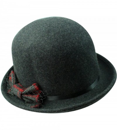 Fedoras Gray Wool Derby Hat with Contrasting Bow - C91103TKM9T $22.56