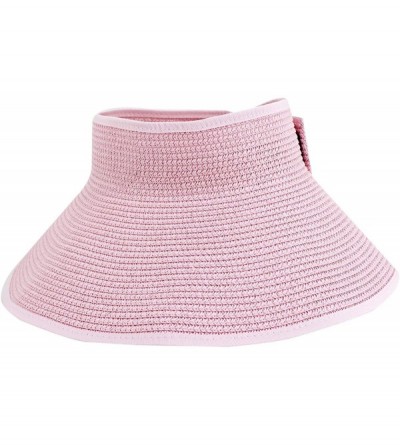 Sun Hats Women & Girls Foldable Roll Up Wide Brim Visor Hat Sports Beach Straw Hat Stripe Sun Cap - Women Pink - CP18GSEMIA3 ...