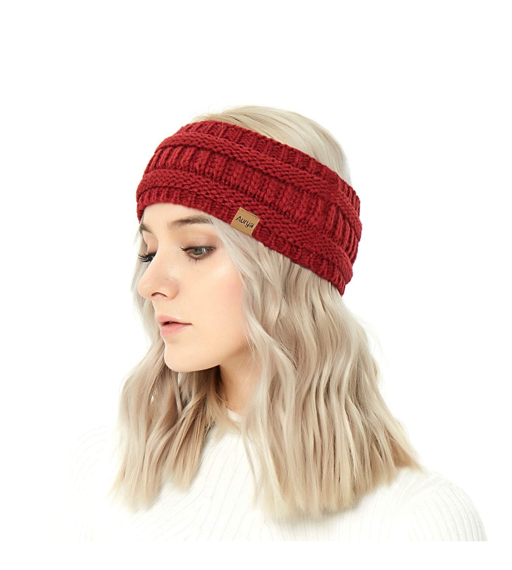 Cold Weather Headbands Winter Warm Cable Knit headband Head Wrap Ear Warmer for Women(Flame Red) - Flame Red - CA18K549QLZ $1...