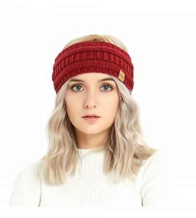 Cold Weather Headbands Winter Warm Cable Knit headband Head Wrap Ear Warmer for Women(Flame Red) - Flame Red - CA18K549QLZ $1...