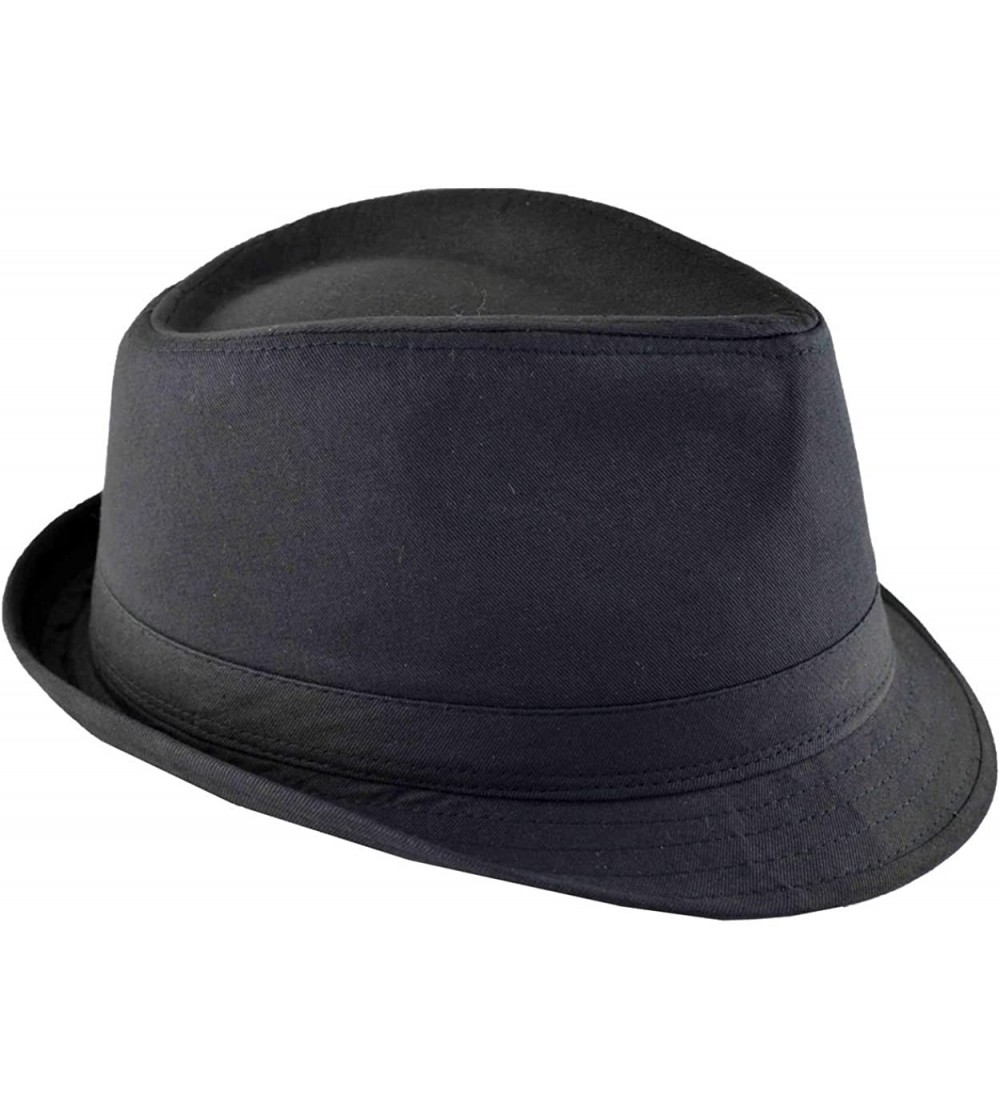 Fedoras Men's Cotton Fedora 64cm 3XL Black - CY11ZOA2VLN $18.81