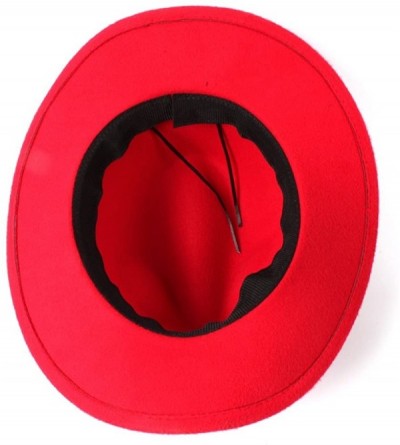 Cowboy Hats Unisex Western Cowboy Hat Felt Punk Roll Up Brim Sombrero Hombre Caps - Wine Red - C918IKXXLT5 $44.64