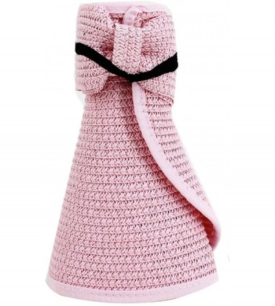 Sun Hats Women & Girls Foldable Roll Up Wide Brim Visor Hat Sports Beach Straw Hat Stripe Sun Cap - Women Pink - CP18GSEMIA3 ...