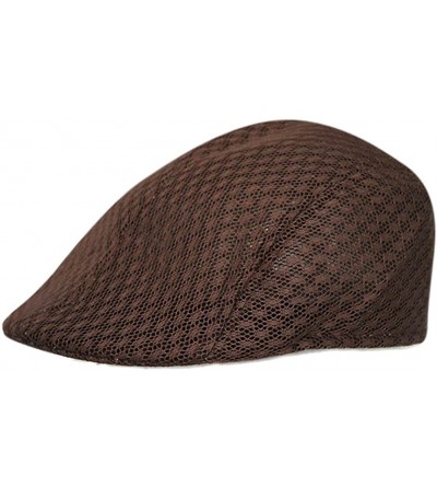 Newsboy Caps Men Women Simple Plain Color Breathable Mesh Summer Flat Cap FFH162GRY - Brown Ffh260 - C311WT7KXOH $23.26