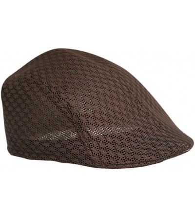 Newsboy Caps Men Women Simple Plain Color Breathable Mesh Summer Flat Cap FFH162GRY - Brown Ffh260 - C311WT7KXOH $23.26