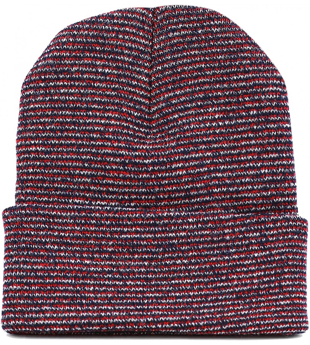 Skullies & Beanies F902 Made in USA Unisex Thick Two Tone Cuff Beanie Skull Cap - Red-white-navy - C612MU5RAVF $7.51