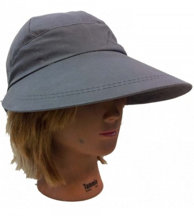 Sun Hats Ladies Women Fashion Large Visor Wide Brim Sun Uv Protect 100% Cotton Cover Hat - D Gary - CU1227QA43D $12.25