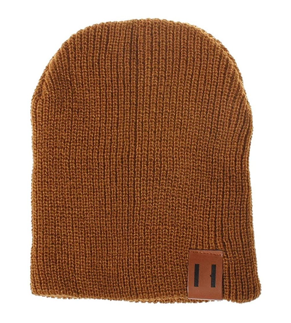Skullies & Beanies Women's Solid Color Wool Knit Hats Earmuffs Parent-Child Caps - Khaki - CJ18I70XQSA $9.79