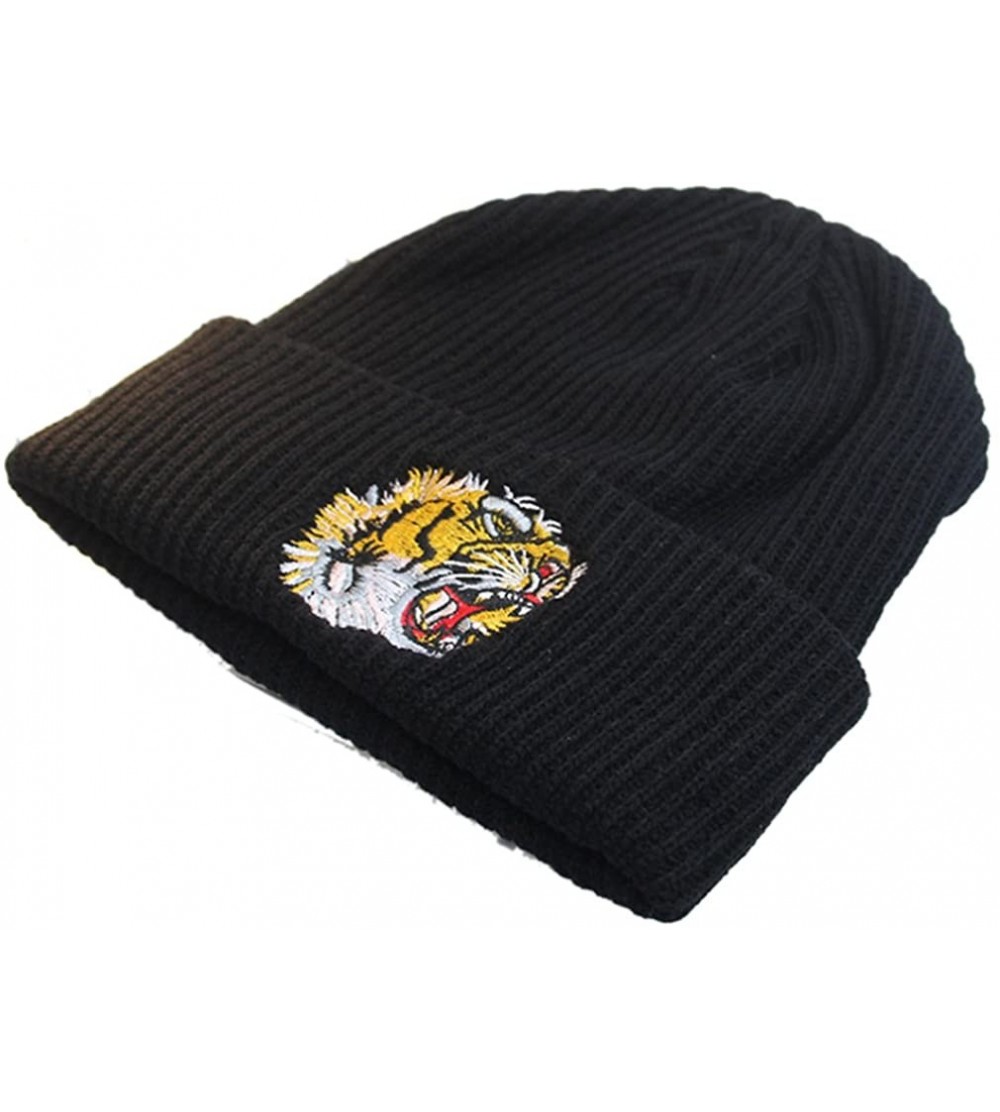 Skullies & Beanies Men's Winter ski Cap Knitting Skull hat - Tiger Black - CG187T2X2TW $12.13