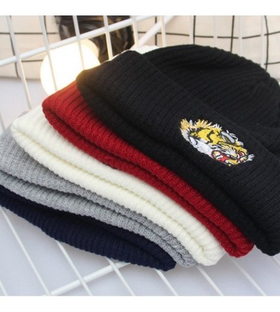 Skullies & Beanies Men's Winter ski Cap Knitting Skull hat - Tiger Black - CG187T2X2TW $12.13