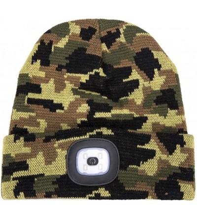 Skullies & Beanies Ultra Bright LED Unisex Lighted Beanie Cap/Winter Warm hat （USB charging） (Camouflage) - CW186W5LXXO $7.70