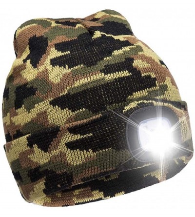 Skullies & Beanies Ultra Bright LED Unisex Lighted Beanie Cap/Winter Warm hat （USB charging） (Camouflage) - CW186W5LXXO $7.70