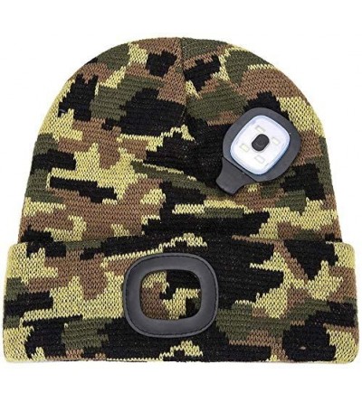 Skullies & Beanies Ultra Bright LED Unisex Lighted Beanie Cap/Winter Warm hat （USB charging） (Camouflage) - CW186W5LXXO $7.70