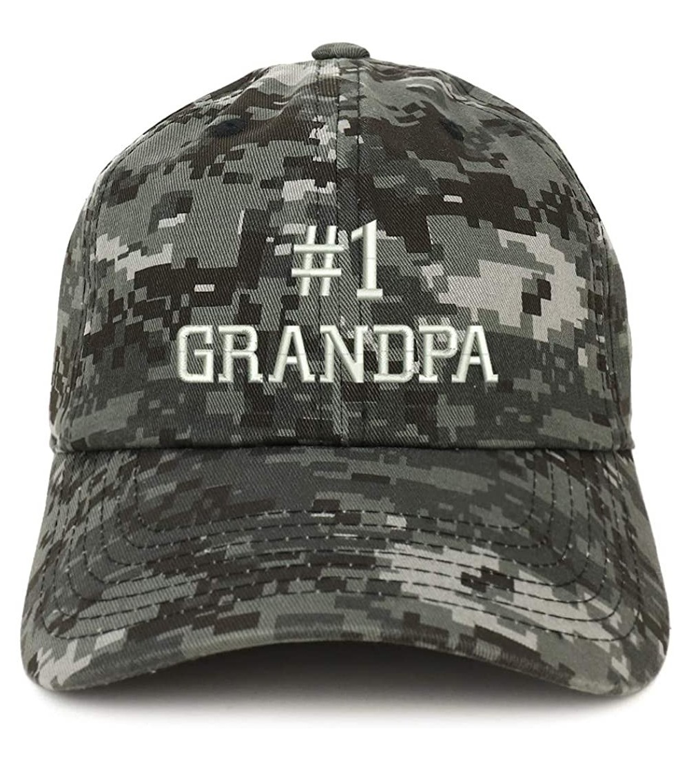 Baseball Caps Number 1 Grandpa Embroidered Soft Crown 100% Brushed Cotton Cap - Digital Night Camo - C618SSG3MOE $16.23