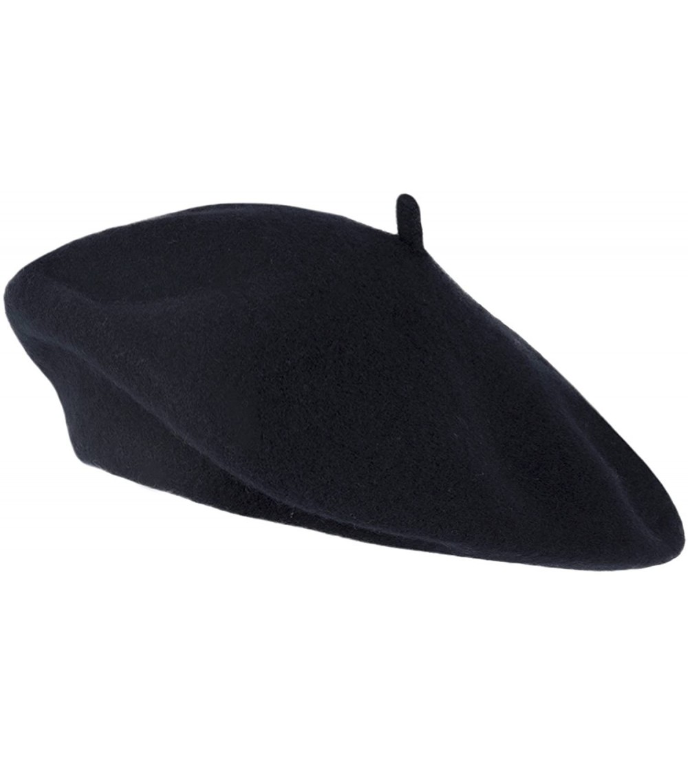 Skullies & Beanies Wool Beret - Navy - CM11OG302DT $9.97