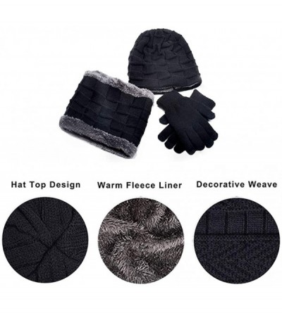 Skullies & Beanies Winter Beanie Hat Scarf Set Warm 3-Pieces Thick Fleece Lined Skull Cap for Men Brown - CG18A5RDCAY $11.14