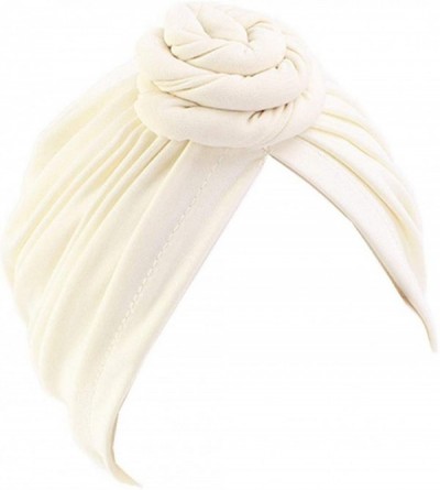 Skullies & Beanies Womens Big Flower Turban Beanie Elegant Cap Head Wrap Stretch Long Hair Scarf Headscarf - 441-beige - CW19...