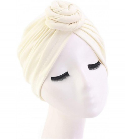 Skullies & Beanies Womens Big Flower Turban Beanie Elegant Cap Head Wrap Stretch Long Hair Scarf Headscarf - 441-beige - CW19...