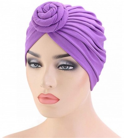 Skullies & Beanies Womens Big Flower Turban Beanie Elegant Cap Head Wrap Stretch Long Hair Scarf Headscarf - 441-beige - CW19...