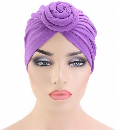 Skullies & Beanies Womens Big Flower Turban Beanie Elegant Cap Head Wrap Stretch Long Hair Scarf Headscarf - 441-beige - CW19...