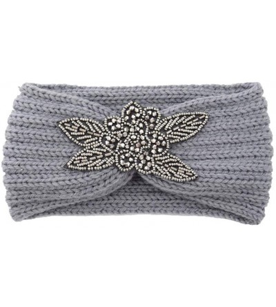 Cold Weather Headbands Chunky Headbands Warmers Crochet - Gray - CW192HC4QSG $9.42