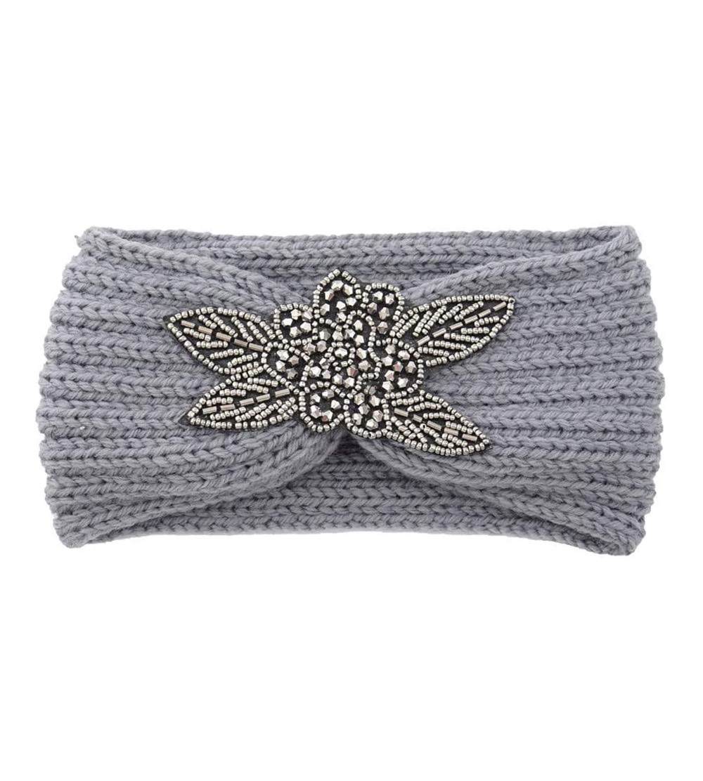 Cold Weather Headbands Chunky Headbands Warmers Crochet - Gray - CW192HC4QSG $9.42
