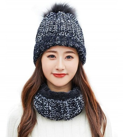 Skullies & Beanies Women's Winter Hat and Scarf Set Knit Beanie Hats Warm Snow Skull Caps - Black - CC18K6H6KIE $11.71