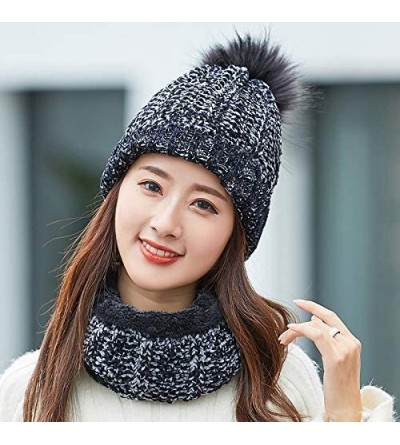 Skullies & Beanies Women's Winter Hat and Scarf Set Knit Beanie Hats Warm Snow Skull Caps - Black - CC18K6H6KIE $11.71