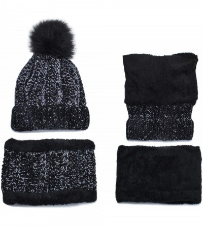 Skullies & Beanies Women's Winter Hat and Scarf Set Knit Beanie Hats Warm Snow Skull Caps - Black - CC18K6H6KIE $11.71