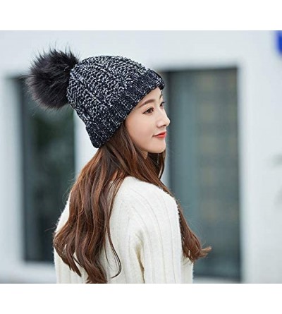 Skullies & Beanies Women's Winter Hat and Scarf Set Knit Beanie Hats Warm Snow Skull Caps - Black - CC18K6H6KIE $11.71