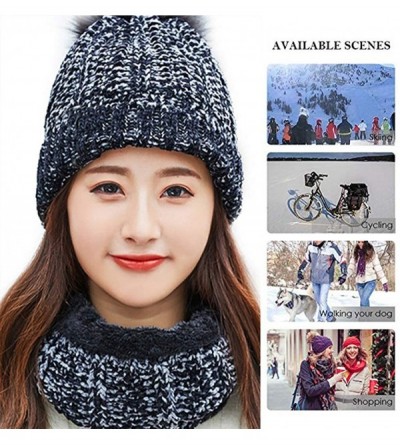 Skullies & Beanies Women's Winter Hat and Scarf Set Knit Beanie Hats Warm Snow Skull Caps - Black - CC18K6H6KIE $11.71
