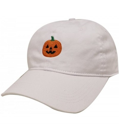 Baseball Caps Halloween Pumpkin Cotton Baseball Dad Caps - White - CT12M1OAF3P $11.21