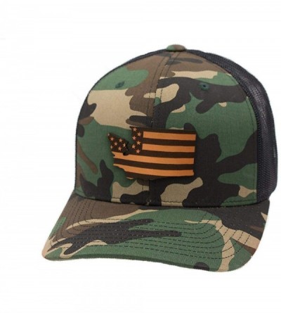 Baseball Caps 'Washington Patriot' Leather Patch Hat Curved Trucker - Camo - CQ18IGOG04T $19.17