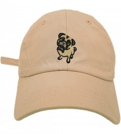 Baseball Caps Pug Style Dad Hat Washed Cotton Polo Baseball Cap - Khaki - CG188OHZU8U $15.76