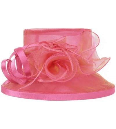 Sun Hats Women's Kentucky Derby Racing Horse Organza Hat Church Wedding Dress Party Occasion Cap - Pink - CG12B3ILWKV $19.34