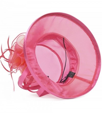 Sun Hats Women's Kentucky Derby Racing Horse Organza Hat Church Wedding Dress Party Occasion Cap - Pink - CG12B3ILWKV $19.34