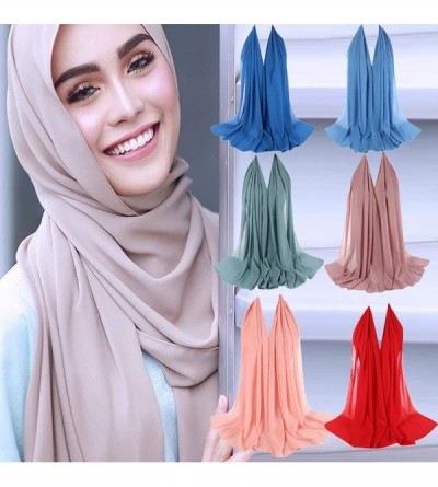 Cold Weather Headbands Women Crinkle Cloud Hijab Scarf Lightweight Chiffon Muslim Islamic Long Hejab Head Wrap Shawls - L - C...